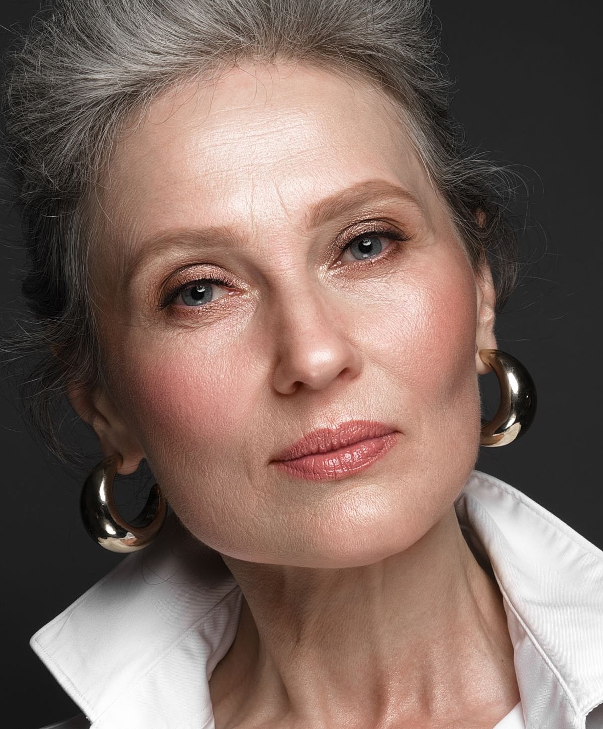 Houston Chin Liposuction model with grey hair