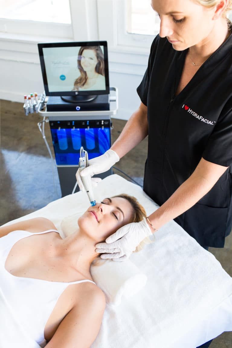 Woman receiving Hydrafacial